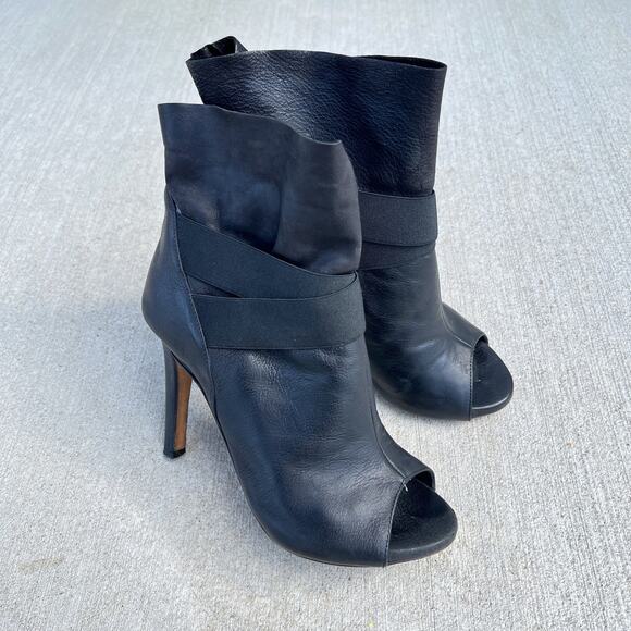 Latitude Femme Peep Toe Heeled Boots - Picture 1 of 8